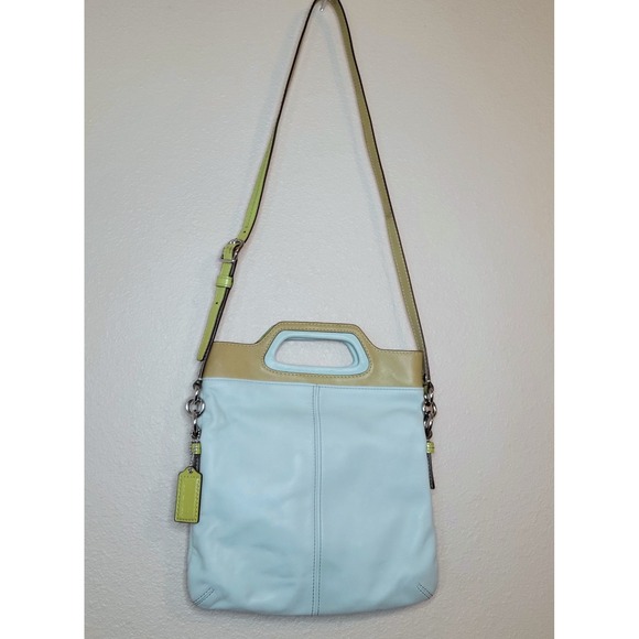 Coach Bonnie Patent Leather Green Fold Over Crossbody Bag M0286-13388 VTG - Picture 1 of 14